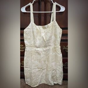 Lulus Shine for Us Cream Metallic Tropical Jacquard Mini Dress